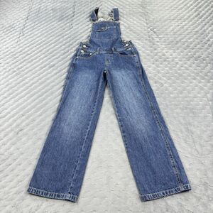 VINTAGE Revolt Overalls Bibs Youth 10 Blue Camo Denim Jean Pants Grunge Y2K Girl